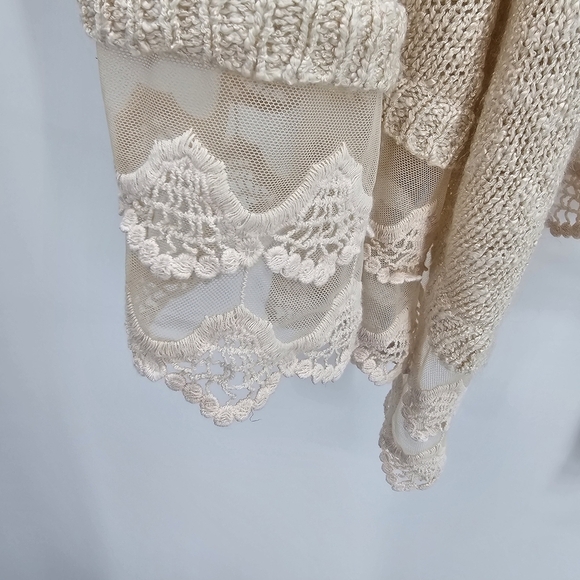 Signature Studios cream open front waterfall lace trim cardigan women's size 1x - Picture 3 of 7
